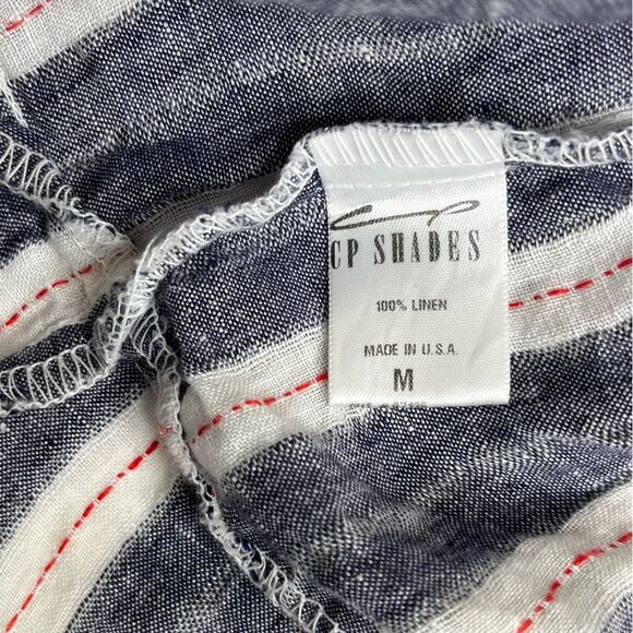 CP Shades Regina 100% Linen Pintuck Tunic Dress Chambray Stripe Women Medium - Picture 10 of 16